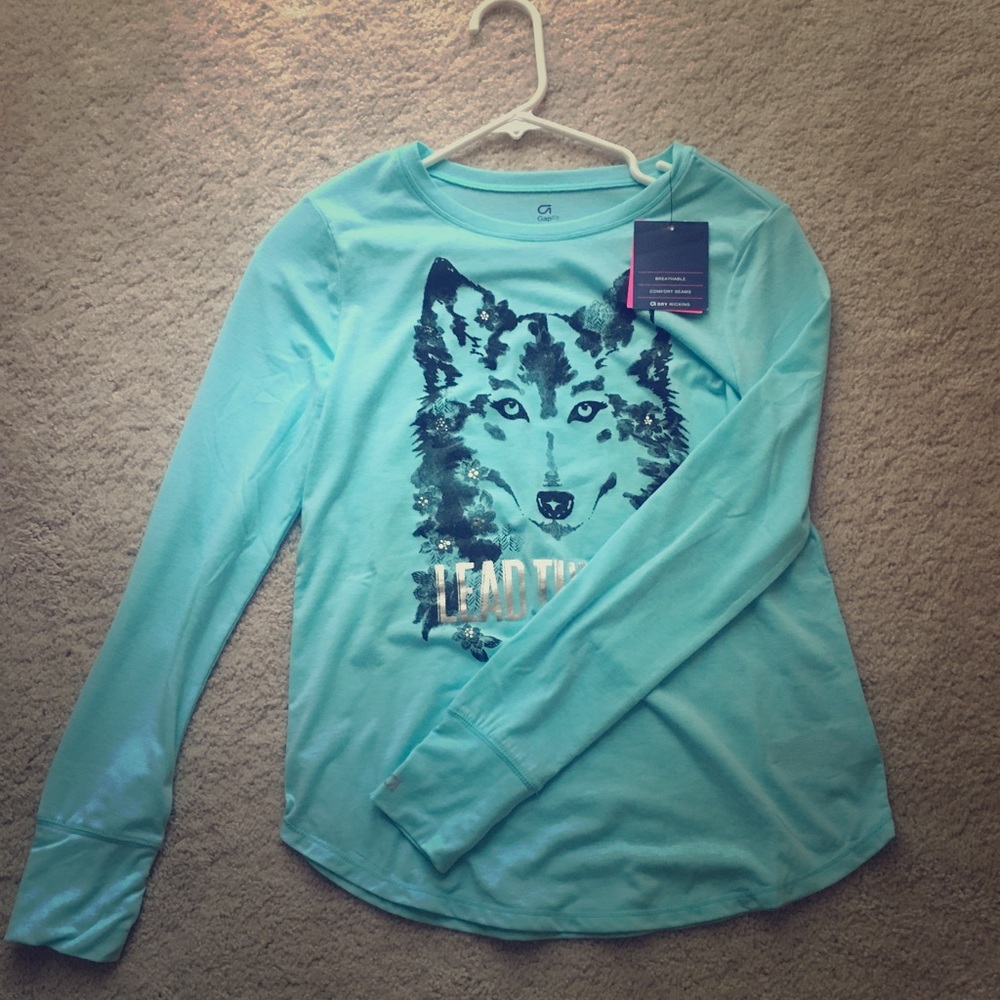 Gapfit blue long sleeve shirt/ Wolf picture